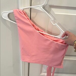 Pink One-Shoulder Crop Top